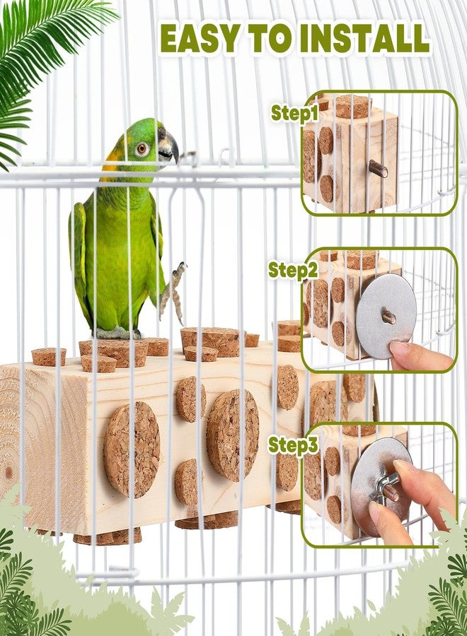 Skyygemm 2 Pieces Bird Chew Toy Wooden Foraging Toys for Birds Parrot Cork Stopper Toys Woodpecker Feeding Toy for Macaws, Small Parakeets, Conures, Budgies, Finches Conure Cockatiel - Image 5